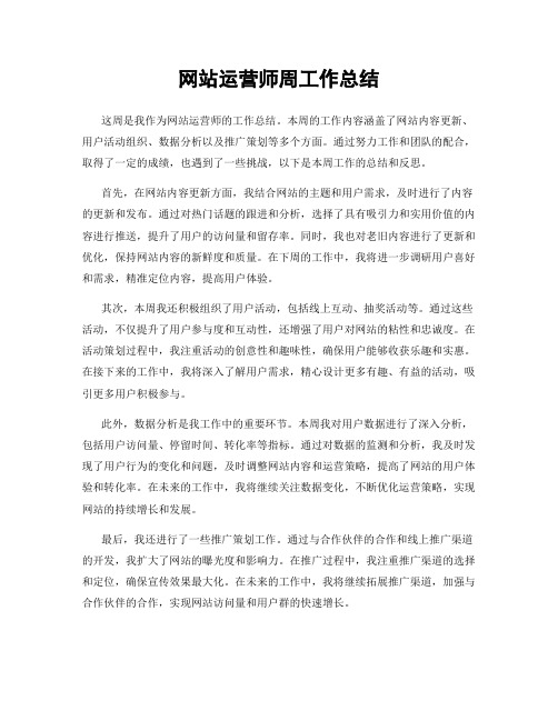 网站运营师周工作总结