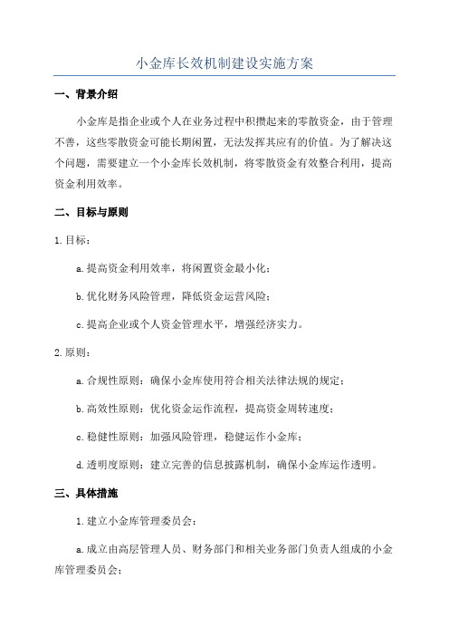 小金库长效机制建设实施方案