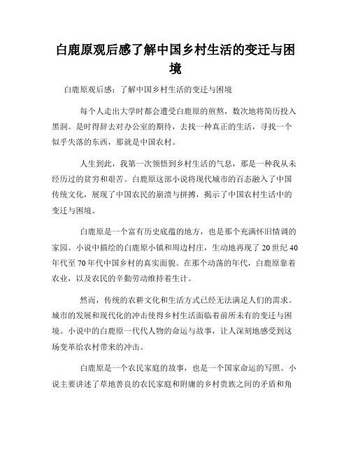 白鹿原观后感了解中国乡村生活的变迁与困境