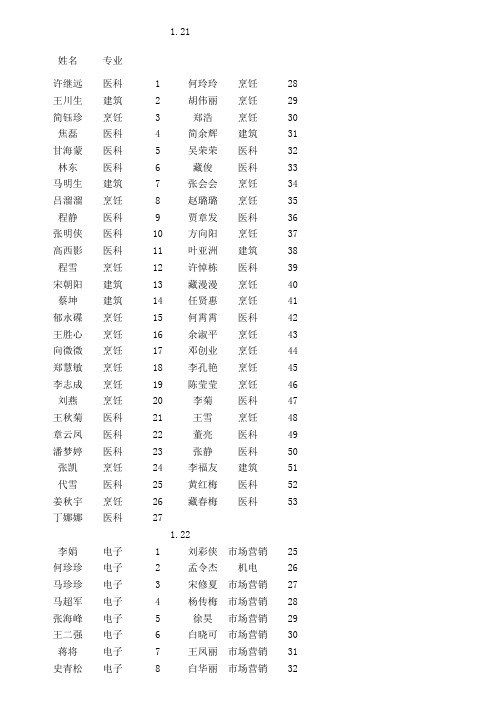 2011名单Microsoft Excel 工作表