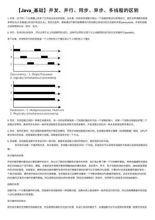 【Java_基础】并发、并行、同步、异步、多线程的区别