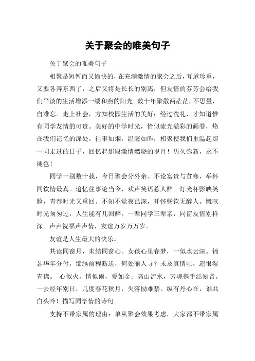 关于聚会的唯美句子