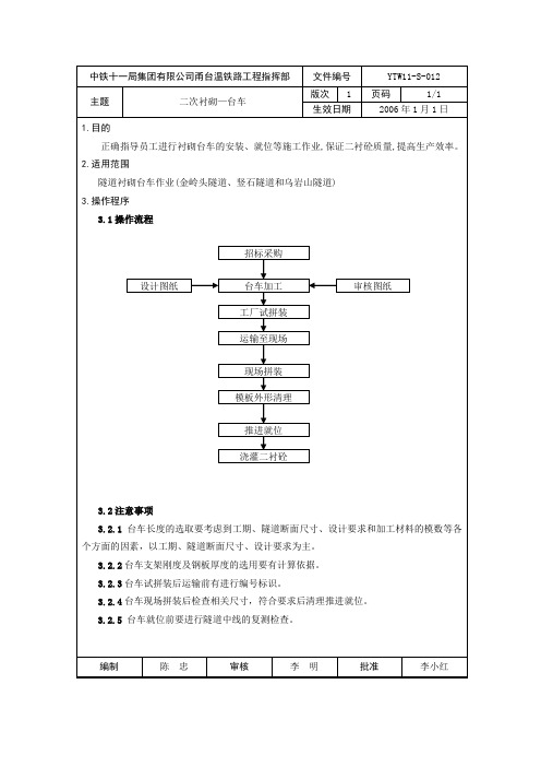 二次衬砌施工--台车作业指导书12