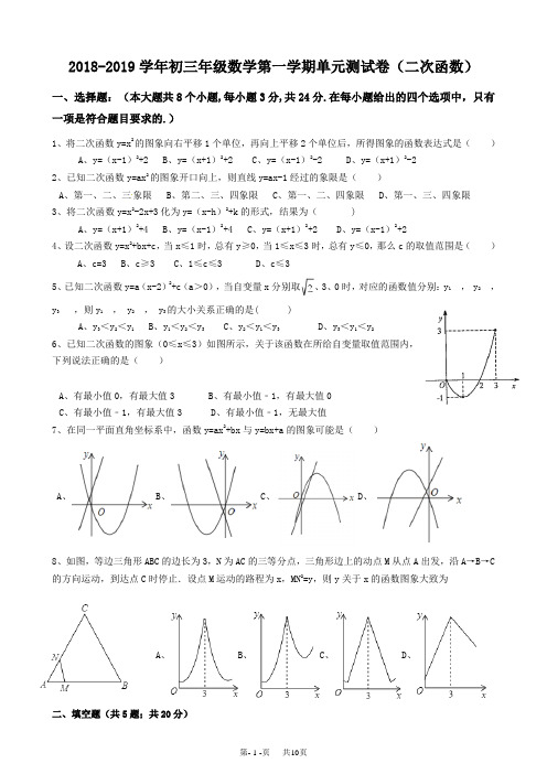 九年级上《第22章二次函数》单元测试卷(含答案)