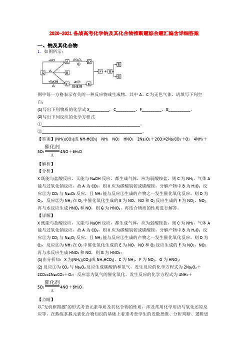 2020-2021备战高考化学钠及其化合物推断题综合题汇编含详细答案