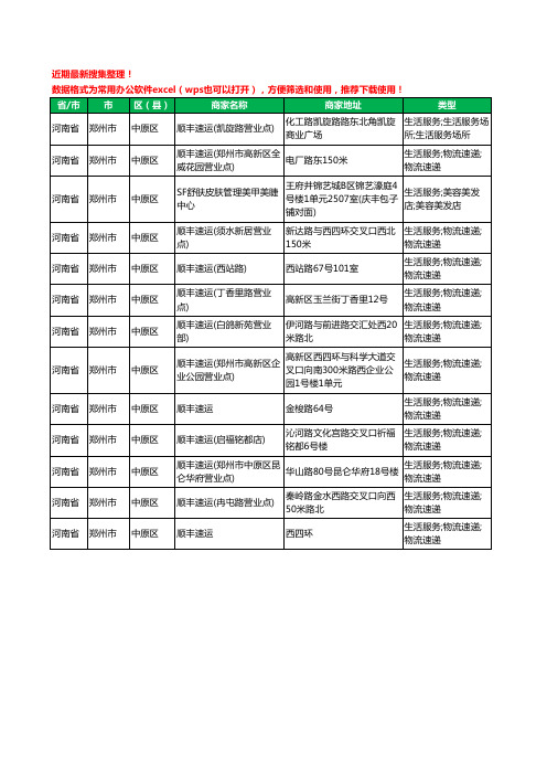 2020新版河南省郑州市中原区顺丰快递工商企业公司商家名录名单黄页联系方式大全13家