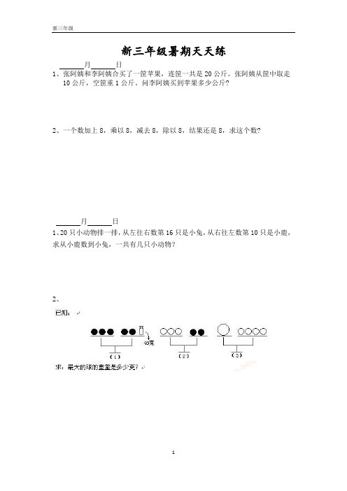 新三年级暑期天天练