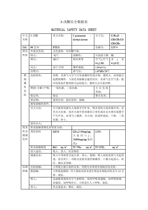 3-戊酮安全数据表