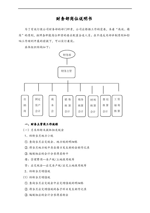 【标准制度】财务部岗位设置及岗位详细工作流程（会计师必备）