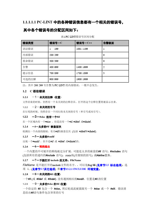 (完整版)PClint错误码大全(DOC)