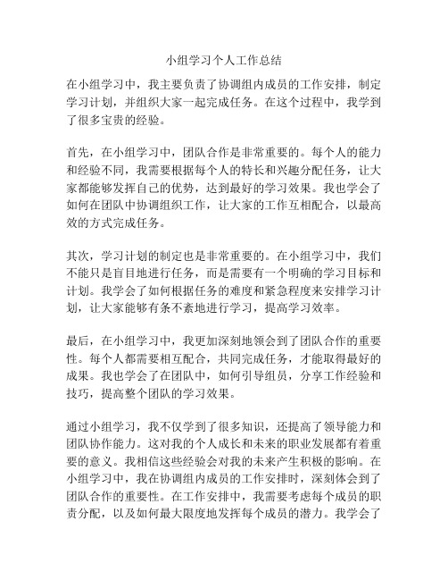 小组学习个人工作总结