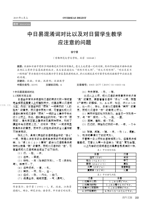 中日易混淆词对比以及对日留学生教学应注意的问题