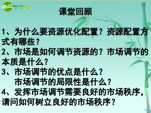 课堂回顾为什么要资源优化配置资源配置方式有哪些