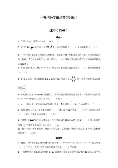 【优选】小升初数学重点题型训练1-填空(原卷)