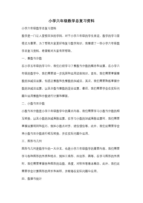 小学六年级数学总复习资料