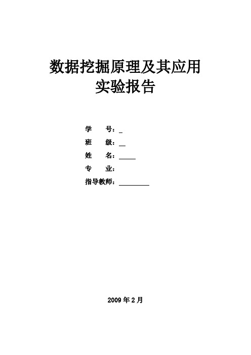 数据挖掘原理及其应用实验报告