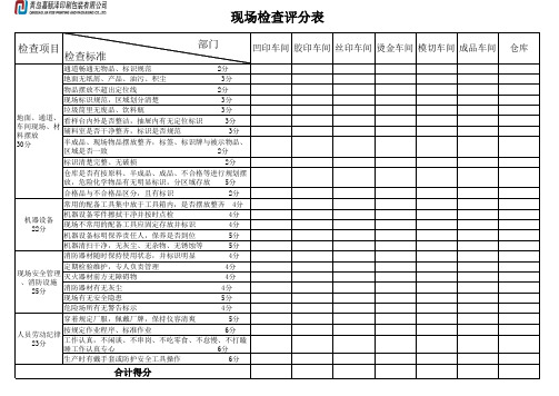 现场检查评分表