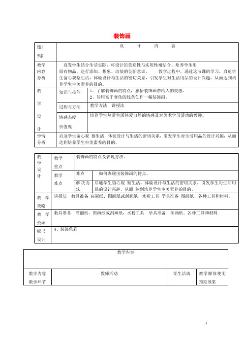 六年级美术下册第5课《装饰画》教案人美版