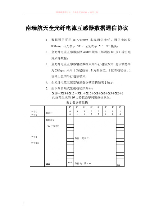 全光纤电流互感器数据通信协议ft3