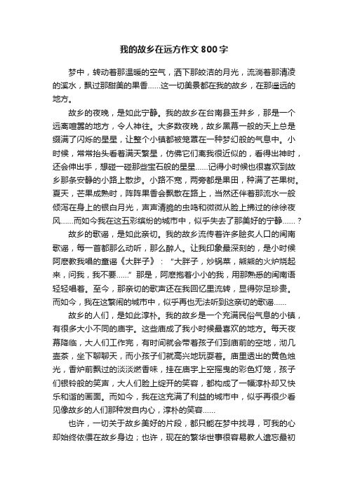 我的故乡在远方作文800字