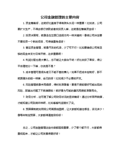 公司金融管理的主要内容