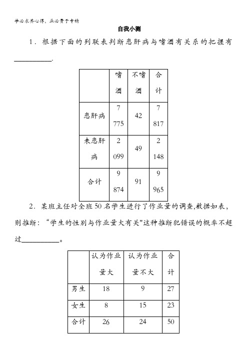 数学-自我小测：独立性检验