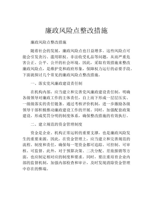 廉政风险点整改措施