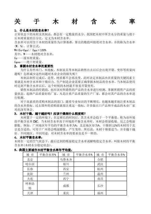 木材的含水率详细介绍以及全国含水率表