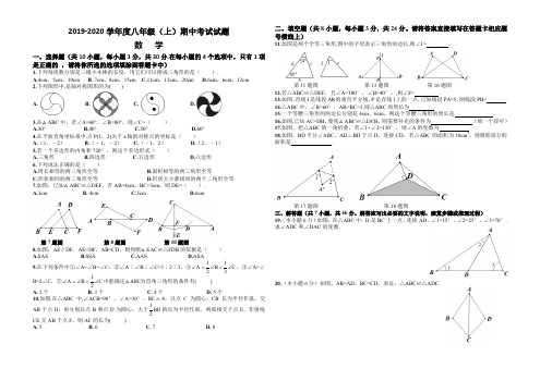 2019-2020学年度八上期中数学考试试卷