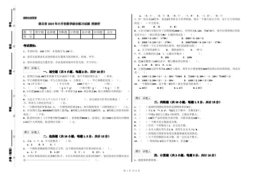 湖北省2019年小升初数学综合练习试题 附解析