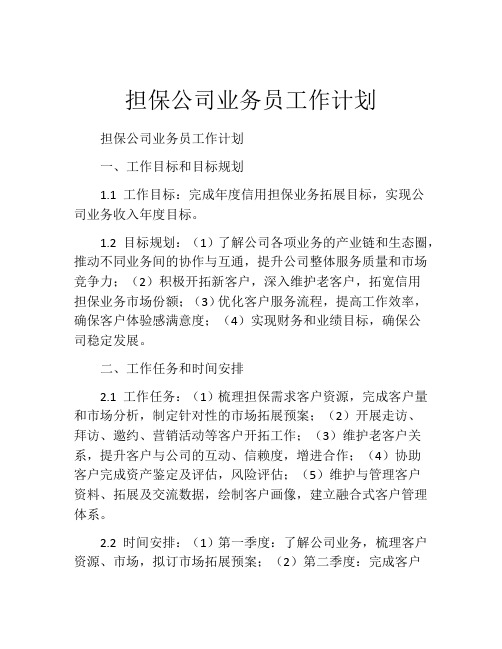 担保公司业务员工作计划