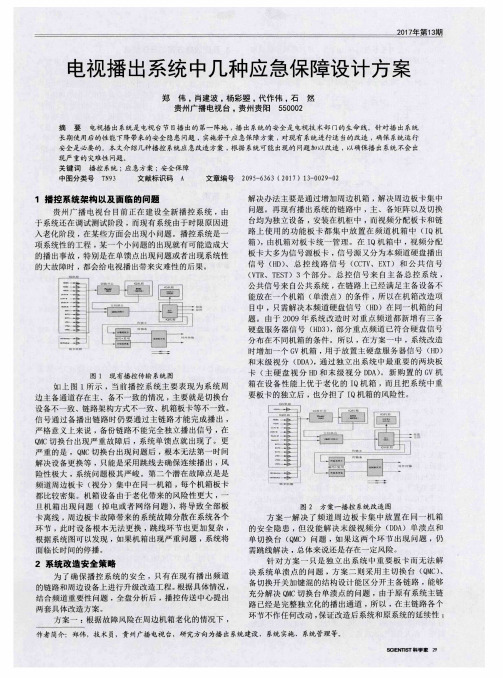 电视播出系统中几种应急保障设计方案