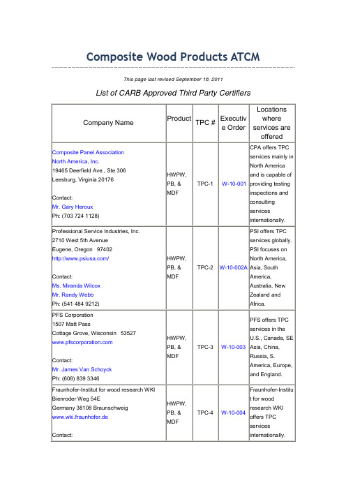 CARB第三方认证机构