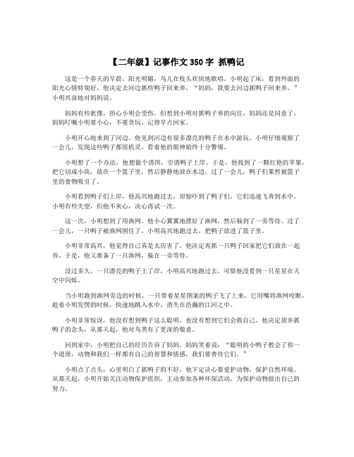 【二年级】记事作文350字 抓鸭记