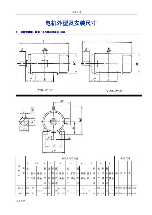 电机外型及安装尺寸