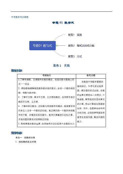 专题01 数与式-【口袋书】2020年中考数学背诵手册