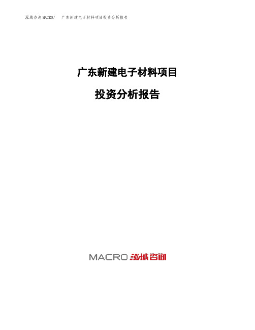 广东新建电子材料项目投资分析报告