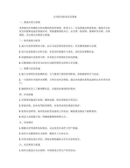 公司防台防汛应急预案