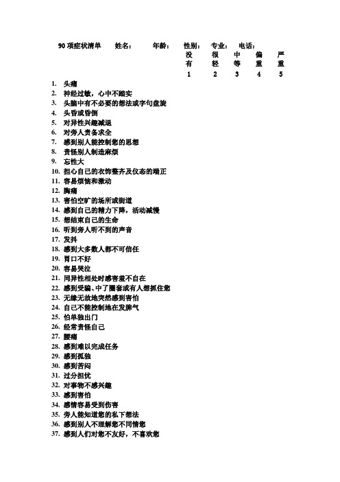 90项症状清单