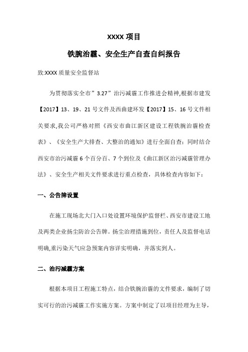 减雾治霾自查自纠报告