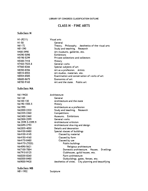 美国国会图书馆分类法分类表N