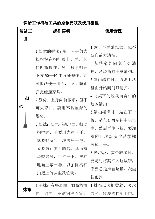 保洁工作清洁工具的操作要领及使用流程