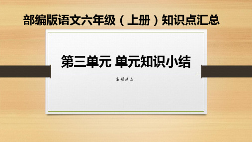 部编版语文六年级上册第三单元高频考点知识汇总复习