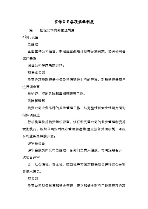 新编整理担保公司各项规章制度