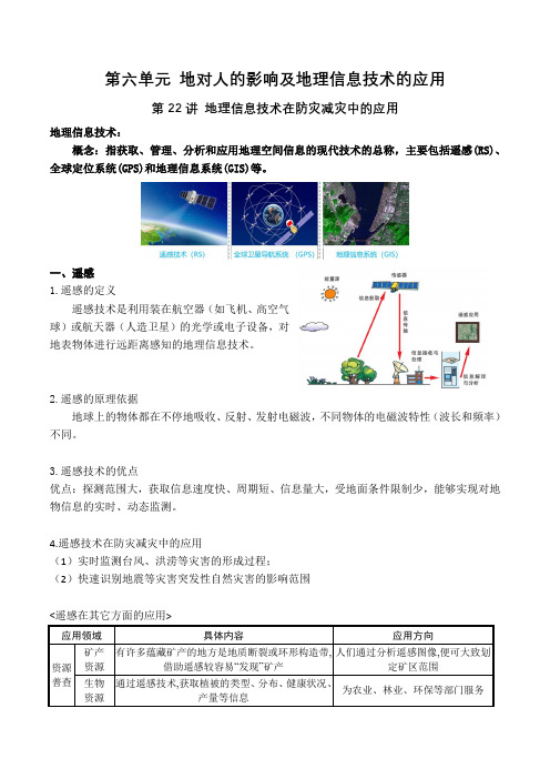 第22讲 地理信息技术在防灾减灾中的应用(讲义)-2023年高考地理一轮复习讲练测(新教材新高考)