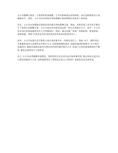 小公司薪酬方案