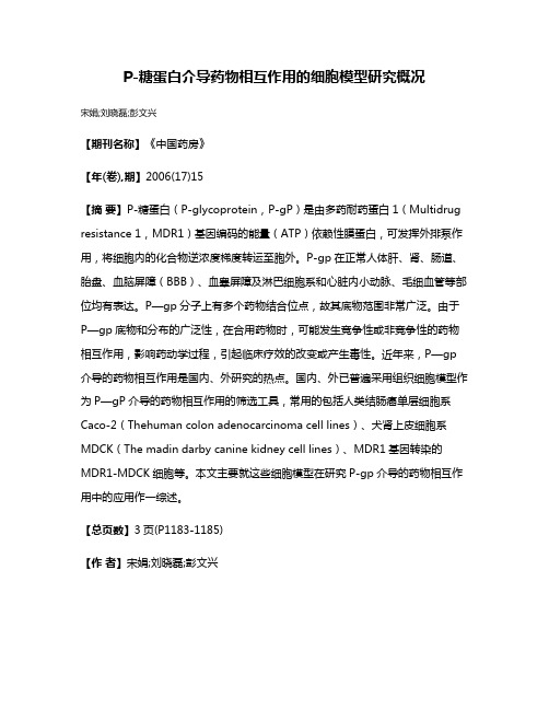 P-糖蛋白介导药物相互作用的细胞模型研究概况