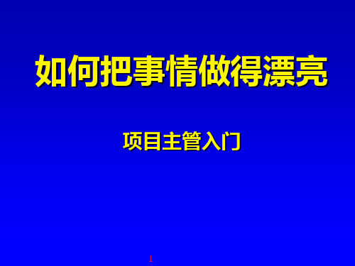 项目主管入门-如何把事情做漂亮