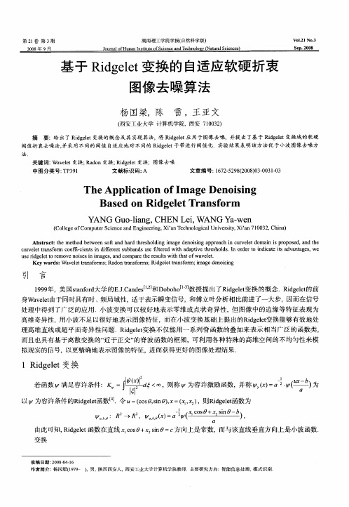 基于Ridgelet变换的自适应软硬折衷图像去噪算法