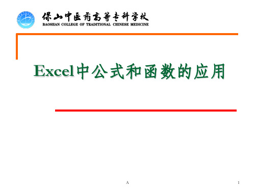 Excel中公式和函数的应用-课件